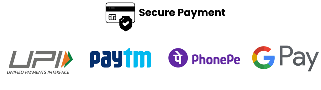 Trusted secure payment badges - Visa, UPI, RuPay, Mastercard